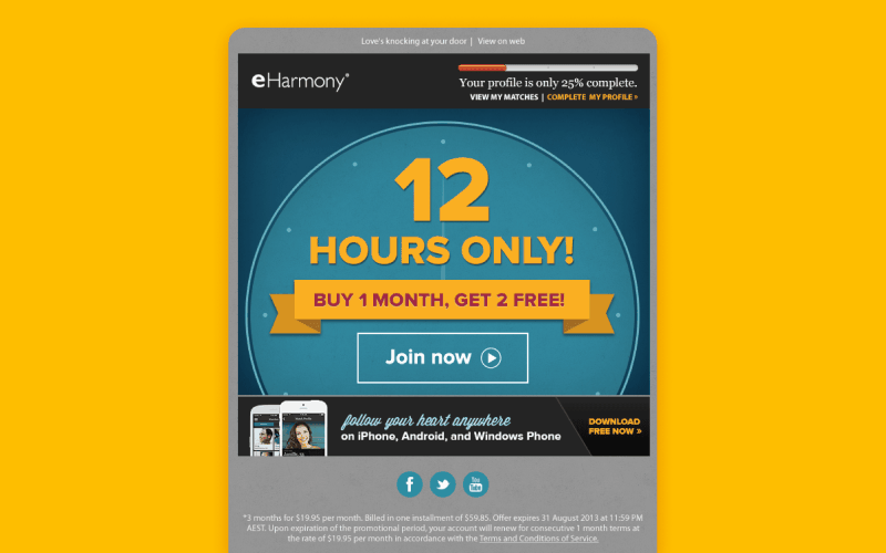 eHarmony's animated email